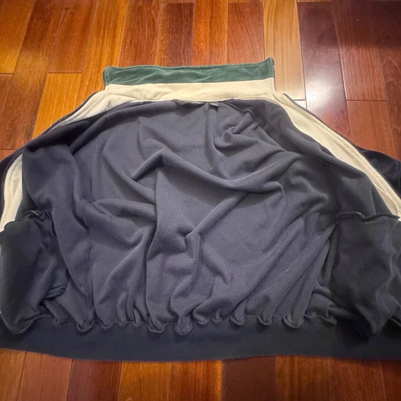 Vtg Christian Dior Monsieur Velour Track Jacket Size:L Navy Blue Logo Zip Retro